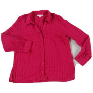 JM Women's 100% Linen Button Up Bright Pink Shirt Blouse - Size 18